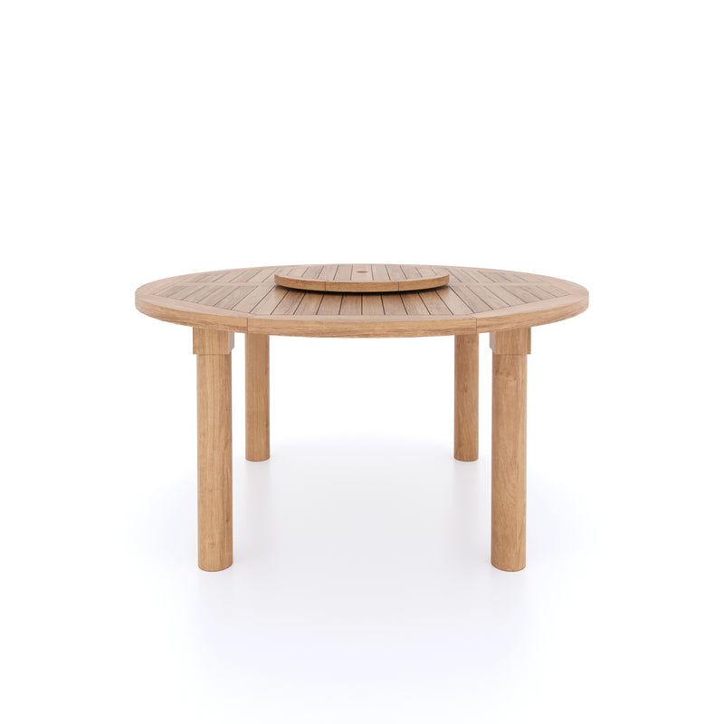 Teak Set 150cm Maximus Round Table 4cm Top (6 Henley Stacking Chairs) Cushions included.