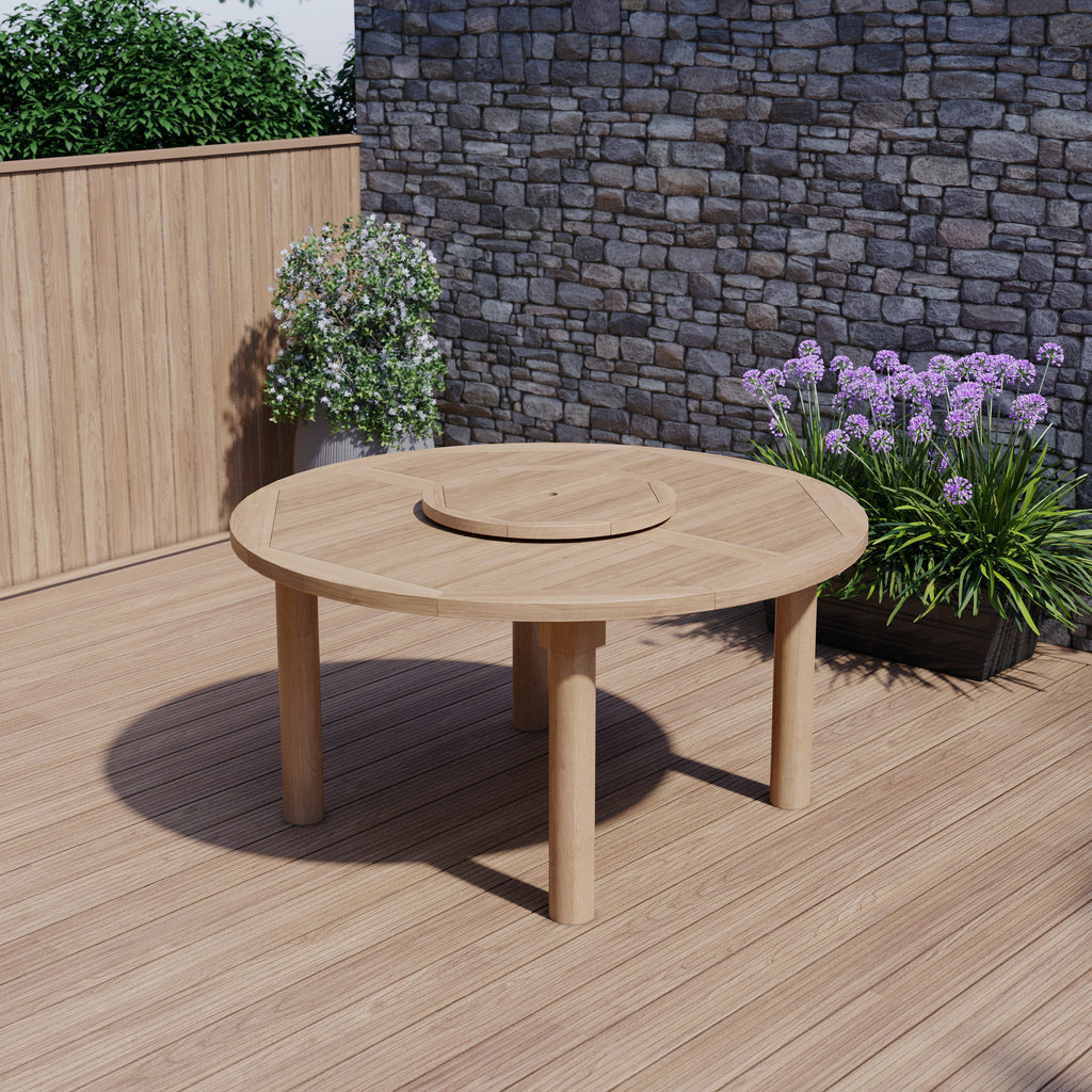 150cm Round Maximus Teak Table with 4cm Table Top