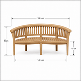 6 Seater Teak Garden Dining Set - 150cm Maximus Round Table, 4cm Top with 2 San Francisco Benches & 2 San Francisco Chairs