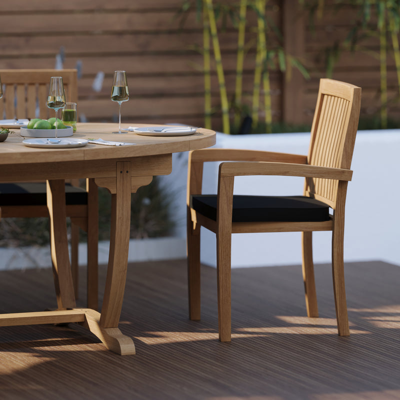 Teak Set 2m Sunshine Table with 6 Henley Stacking Chairs