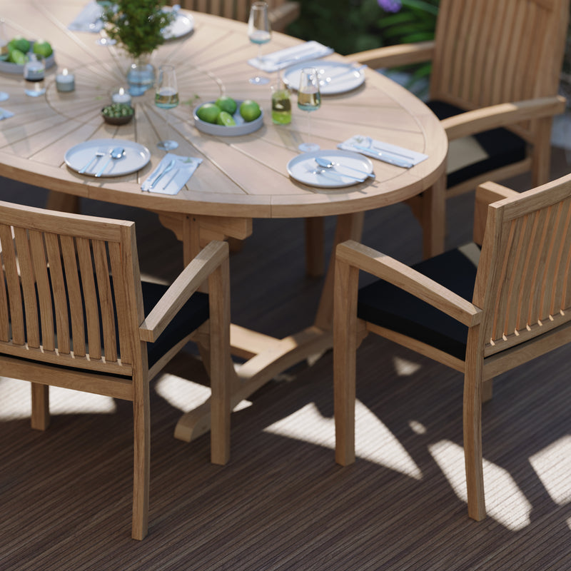 Teak Set 2m Sunshine Table with 6 Henley Stacking Chairs