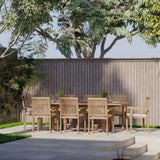 Teak Garden Furniture Rectangle 180-240cm Extending Table 4cm Top (8 Henley Stacking Chairs) Cushions included.
