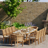 Teak 200cm to 300cm Oval Extending Table with 8 Henley Stacking Chairs & 2 San Francisco Chairs