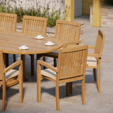 Giant Teak Oval Set 200cm-300cm Extending Table with 12 Henley Stacking Chairs