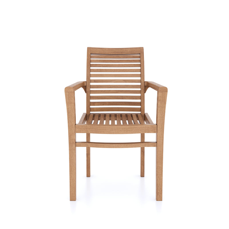 Teak Garden Furniture Set 200-300cm Rectangle Extending Table 4cm Top (10 Stacking Chairs) Cushions included.