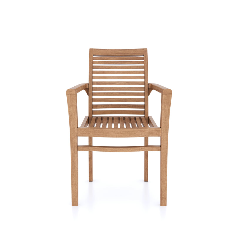 Teak Garden Furniture Oxford Stacking Chairs 4 Pack (cushions Included)