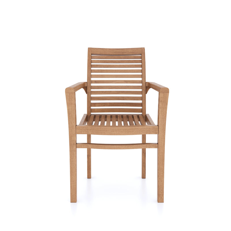 2 Teak Garden Oxford Stacking Chairs with Cushion