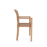 2 Teak Garden Oxford Stacking Chairs with Cushion