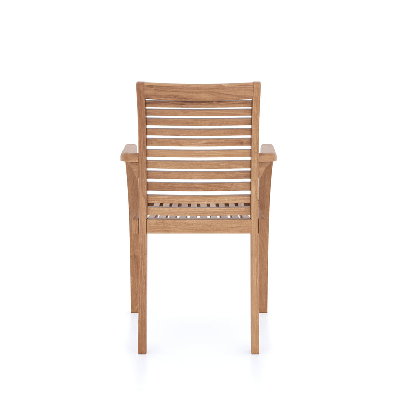 2 x Teak Garden Oxford Stacking Chairs (Cushions Included)