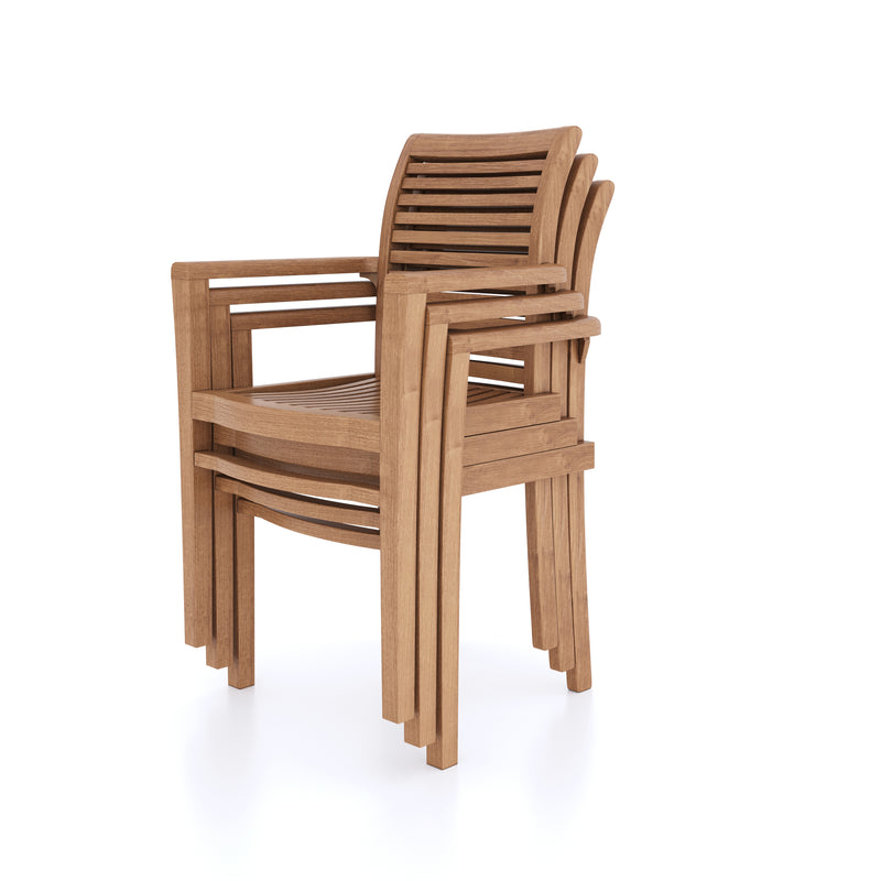 Teak Garden Furniture Stacking Chairs 4 Pack (cushions Included)