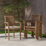 Teak Garden Furniture Oxford Stacking Chairs 4 Pack (cushions Included)