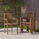 Teak Garden Furniture Oxford Stacking Chairs 4 Pack (cushions Included)