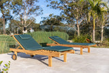 Reclining Teak Garden Sun Lounger - Leg Lift