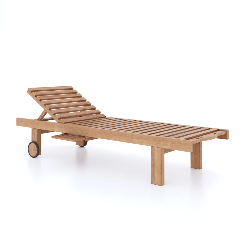 Teak Reclining Sun Lounger (Leg Lift) with Cushion (Price for 1)