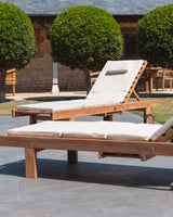 Reclining Teak Garden Sun Lounger - Leg Lift