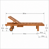 Reclining Teak Garden Sun Lounger - Leg Lift