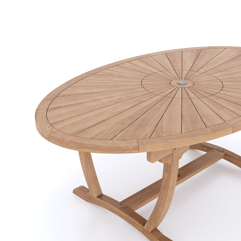 Teak 2m Sunshine Oval Table with Incorporated Lazy Susan 4cm Table Top