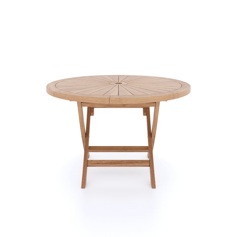 120cm Sunshine Round Teak Folding Table 4cm Table Top