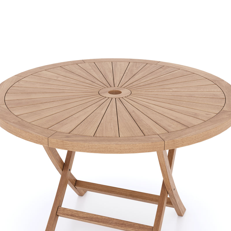 Teak Set 120cm Sunshine Folding Table (4 Folding Chairs) Cushions included.