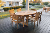 6 Seater Teak Garden Dining Set - 2m Sunshine Oval Table with 4 Henley Stacking Chairs & 2 San Francisco Chairs