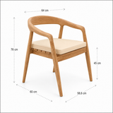 8 Seater Teak Garden Dining Set - 180cm Maximus Round Fixed Table, 4cm Top with Sydney Chairs