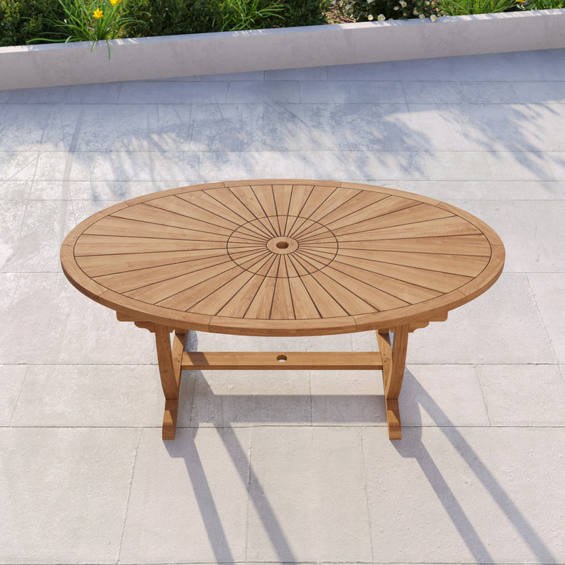 Teak 2m Sunshine Oval Table with Incorporated Lazy Susan | Luxus