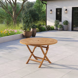 Teak Garden Furniture Spiral 120cm Round Folding Table 4cm Top