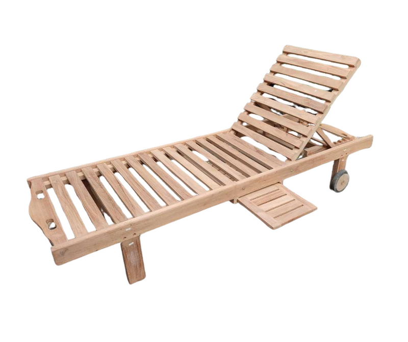 Teak Reclining Sun Lounger (Leg Lift) with Cushion (Price for 1)