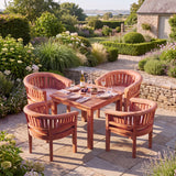 Teak Set 90cm Square Table with 4 San Francisco Chairs -  Teak Garden Dining Set - UK and Ireland garden setting - image 1