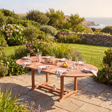 180-240cm Oval Extending Teak Garden Dining Table - 4cm Top 120cm Wide