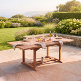 120-170cm Square-to-Rectangular Extending Teak Garden Dining Table - 4cm Top