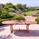 Teak Garden Furniture 2-3m Oval Extending Table with 4cm Top - Large Flexible Outdoor Dining Table - UK and Ireland garden setting - image 1