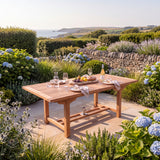 180-240cm Rectangular Extending Teak Garden Dining Table - 4cm Top