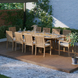 Teak 2m-3m Oval Extending Table with 10 Henley Stacking Chairs