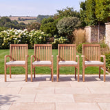 Set of 4 Henley Teak Garden Stacking Chairs - UK and Ireland garden setting