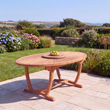 2m Oval Teak Garden Dining Table - Sunshine 4cm Top with Lazy Susan