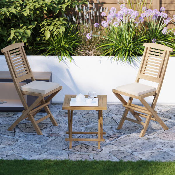 Teak Hampton Folding Picnic Set (2 Chairs, 1 Table)
